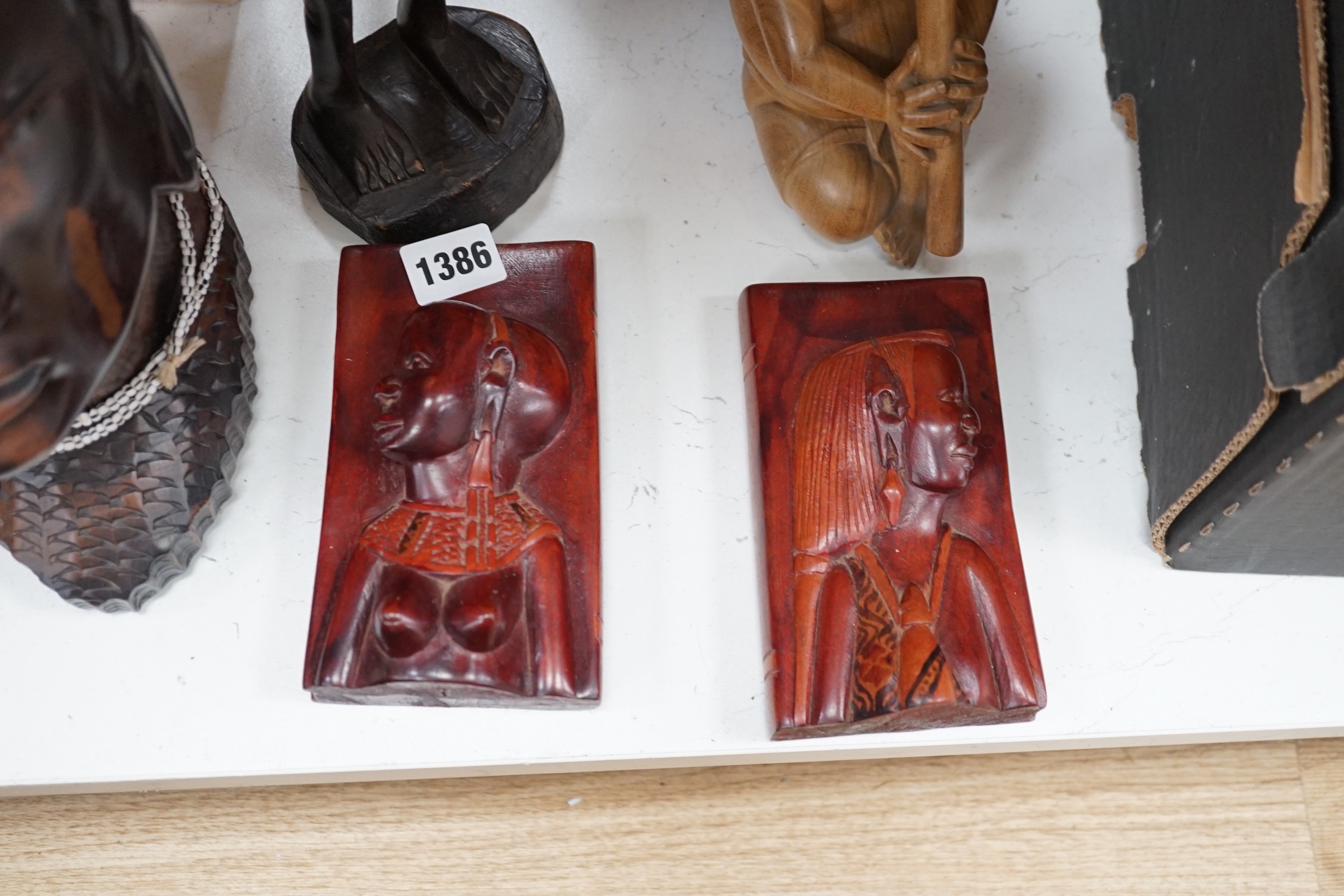 A group of Chinese Asian and African hardwood carvings (a quantity)